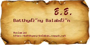 Batthyány Balabán névjegykártya